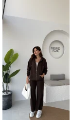 Oriana Ceket Pantolon Takım - Kahverengi - Kod: 7027-4028