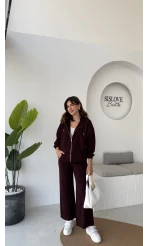 Oriana Ceket Pantolon Takım - Mürdüm - Kod: 7027-4028