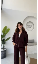 Oriana Ceket Pantolon Takım - Mürdüm - Kod: 7027-4028