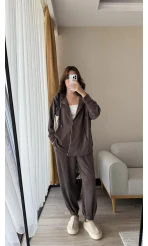 Orj Oysh Kumaş Eşofman Takımı Acı Kahve