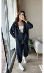 Orj Oysh Kumaş Eşofman Takımı Füme