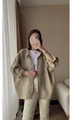 Haki Tonları Oversize Tensel Gömlek Kod: 4612