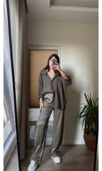 Oversize Modal Karışımlı Gömlek Haki