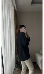 Siyah Oversize Tensel Gömlek Kod: 4612