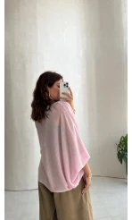 Oversize Transparan Pelerin Bluz - Pembe - Kod: 2833