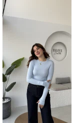Oys Bebe Mavisi Parmak Geçmeli Body