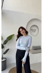 Oys Bebe Mavisi Parmak Geçmeli Body