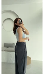 Oys Crop Halter Yaka Bebe Mavisi