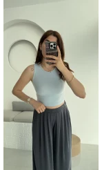 Oys Crop Halter Yaka Bebe Mavisi