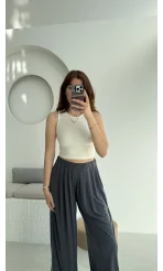 Oys Crop Halter Yaka Beyaz