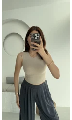 Oys Crop Halter Yaka Taş