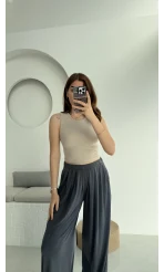 Oys Crop Halter Yaka Taş