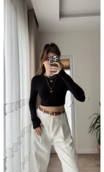 Oys CROP Parmak Geçmeli Siyah