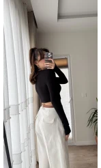 Oys CROP Parmak Geçmeli Siyah