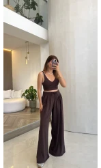Oys Crop Takım - Kahverengi - Kod: 4122