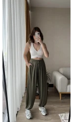 Oys Haki Dökümlü Şalvar Pantolon