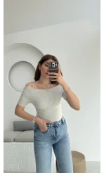 Oys Kayık Yaka T-Shirt Gri