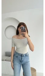 Oys Kayık Yaka T-Shirt Gri