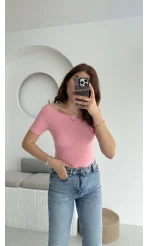Oys Kayık Yaka T-Shirt Pembe