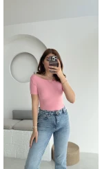 Oys Kayık Yaka T-Shirt Pembe