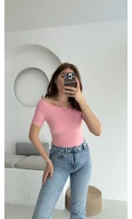 Oys Kayık Yaka T-Shirt Pembe