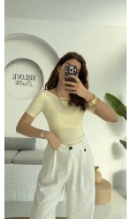 Oys Kayık Yaka T-Shirt Sarı