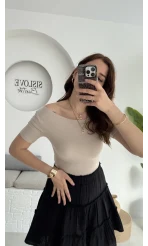 Oys Kayık Yaka T-Shirt Taş