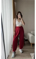 Oys Kırmızı Dökümlü Şalvar Pantolon