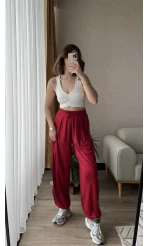 Oys Kırmızı Dökümlü Şalvar Pantolon