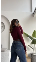 Oys Koyu Bordo Parmak Geçmeli Body
