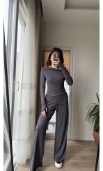 Oys Kumaş Asimetrik Kesim Takım Antrasit