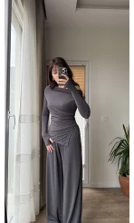 Oys Kumaş Asimetrik Kesim Takım Antrasit