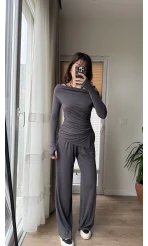 Oys Kumaş Asimetrik Kesim Takım Antrasit