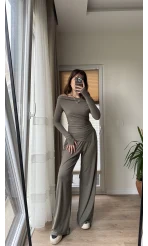 Oys Kumaş Asimetrik Kesim Takım Haki
