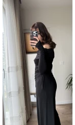 Oys Kumaş Asimetrik Kesim Takım Siyah
