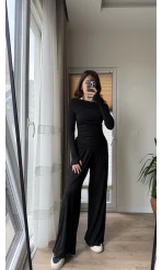 Oys Kumaş Asimetrik Kesim Takım Siyah
