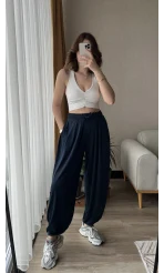 Oys Lacivert Dökümlü Şalvar Pantolon