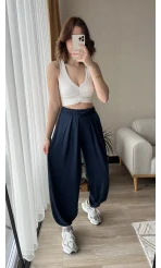 Oys Lacivert Dökümlü Şalvar Pantolon