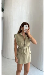 Oys Model Kemerli Yelek Takım - Mint - Kod: 1042