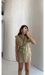 Oys Model Kemerli Yelek Takım - Mint - Kod: 1042