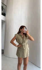 Oys Model Kemerli Yelek Takım - Mint - Kod: 1042