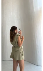 Oys Model Kemerli Yelek Takım - Mint - Kod: 1042