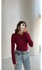 Oys Parmak Geçmeli Body - Bordo
