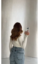 Oys Parmak Geçmeli Body - Ekru