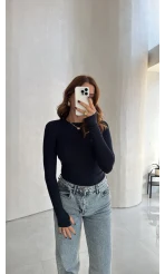 Oys Parmak Geçmeli Body - Lacivert