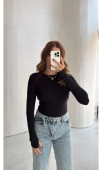 Oys Parmak Geçmeli Body - Siyah