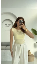 Oys Sıfır Kol Kayık Yaka Sarı