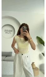 Oys Sıfır Kol Kayık Yaka Sarı