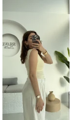 Oys Sıfır Kol Kayık Yaka Sarı