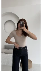 Oys U Yaka T-Shirt Taş